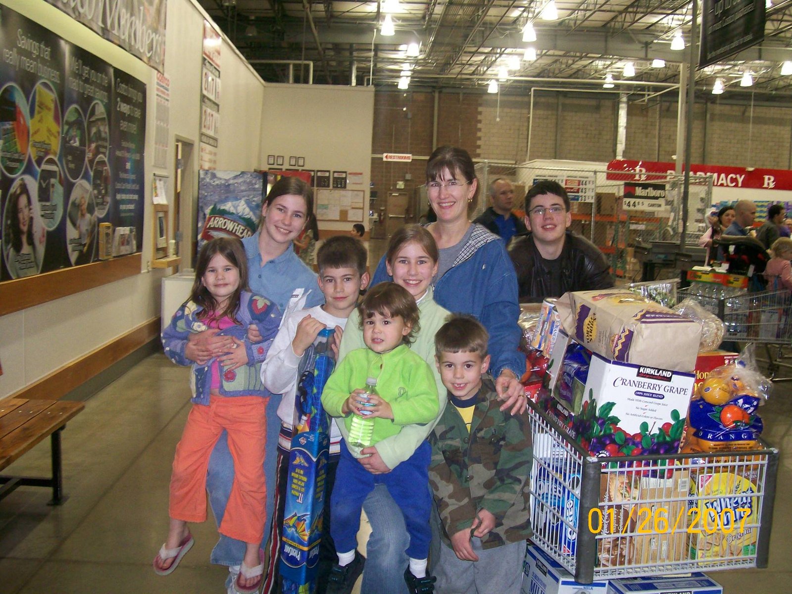 Mom and kids at costco